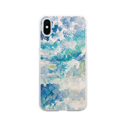 夜の雨と湿地帯  Soft Clear Smartphone Case