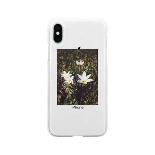 白いシュッとしたお花ちゃん Soft Clear Smartphone Case