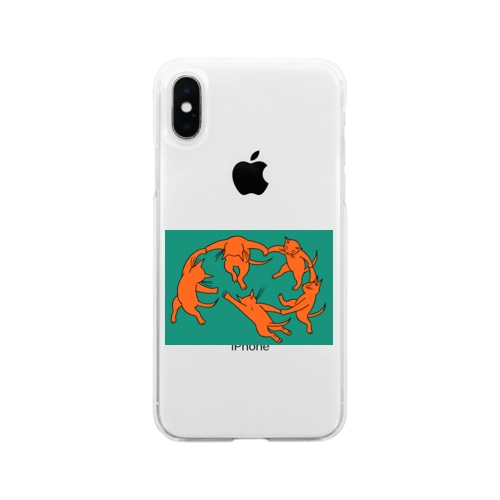 ネコのダンス Soft Clear Smartphone Case