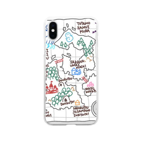 ぼうけんの地図(白) Soft Clear Smartphone Case