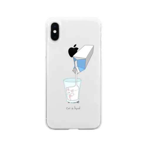 猫は液体(カラーver.) Soft Clear Smartphone Case