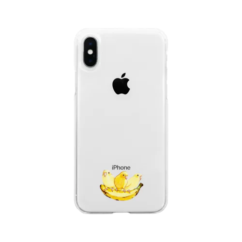 インコとバナナ Soft Clear Smartphone Case