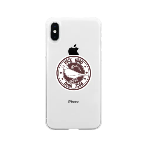 文鳥と稲穂 Soft Clear Smartphone Case