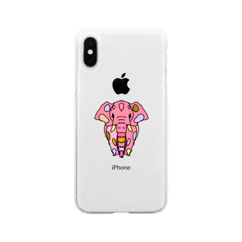 Elephant☆PINK　(ピンク色の象)　Full of vitality　(フル　オブ　バイタリティ) Soft Clear Smartphone Case