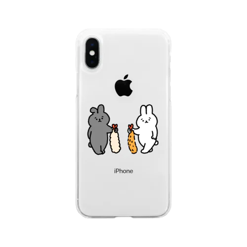 エビフライとエビ天とうさぎ Soft Clear Smartphone Case