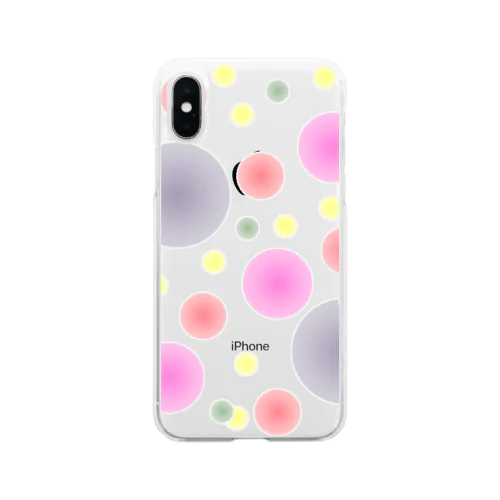 カラフル水玉(ピンク＆パープル) Soft Clear Smartphone Case