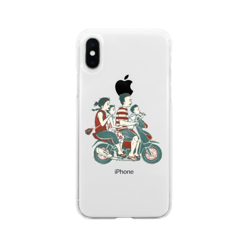 【バリの人々】バイク家族乗り Soft Clear Smartphone Case