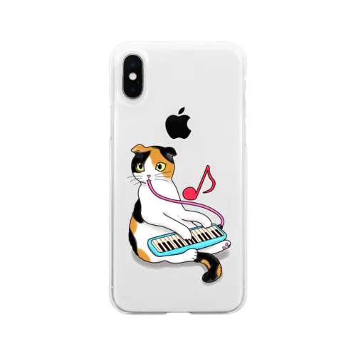 鍵盤ハーモニカを弾く猫 Soft Clear Smartphone Case