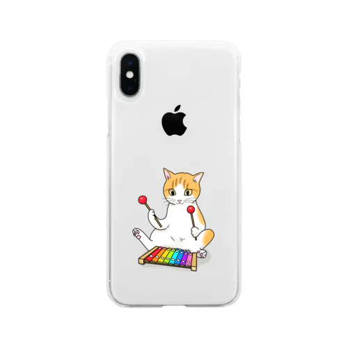 木琴を叩く猫 Soft Clear Smartphone Case