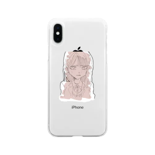 ちょっと病みかわの泣いている女の子 Soft Clear Smartphone Case