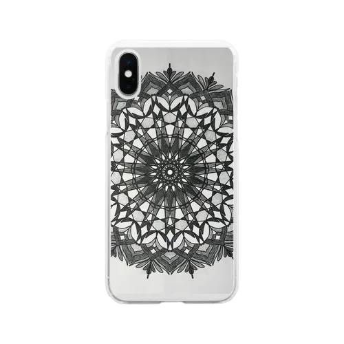 マンダラBLACK Soft Clear Smartphone Case