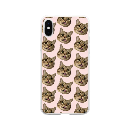 ベロしまいわすれ猫クリアスマホケース（ソフト） Soft Clear Smartphone Case