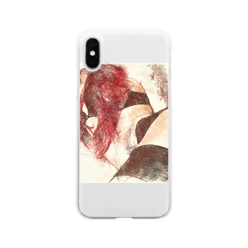 RED CALL GIRL Soft Clear Smartphone Case