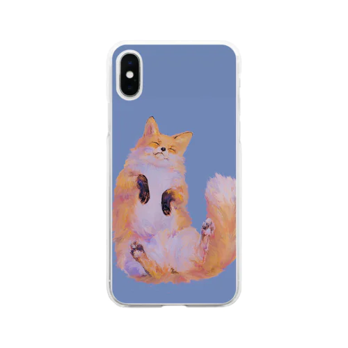 ふわふわキツネ Soft Clear Smartphone Case