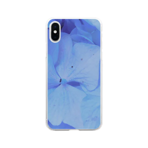 青い紫陽花 Soft Clear Smartphone Case