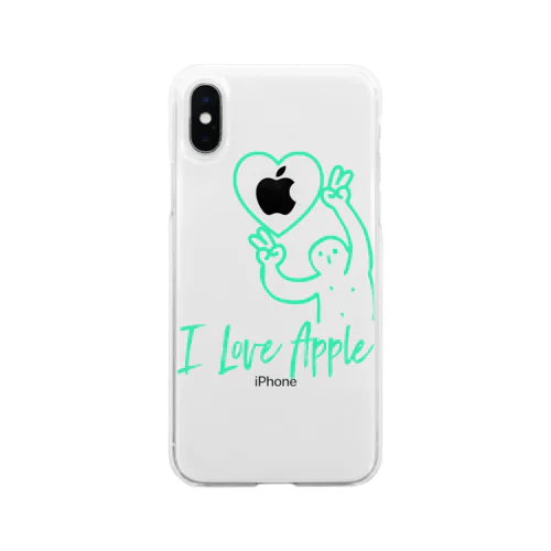 I Love Apple スマホケース グリーン Soft Clear Smartphone Case