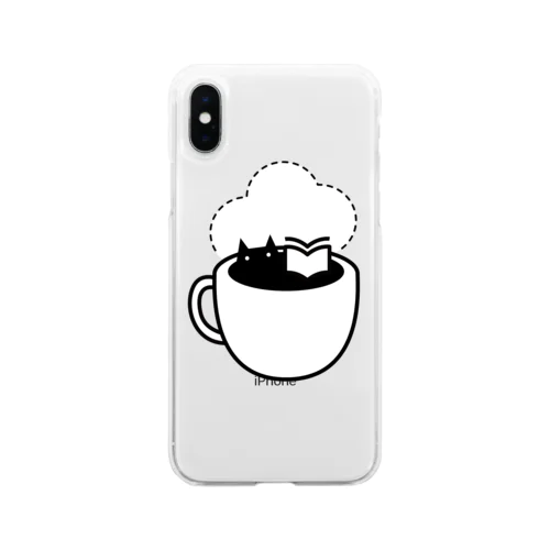 coffee, book ＆ cat Soft Clear Smartphone Case