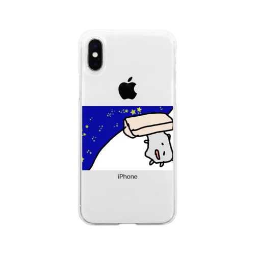 クーラーから宇宙に旅立つねこです Soft Clear Smartphone Case