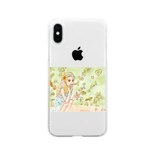 シャボン玉ガーデン Soft Clear Smartphone Case