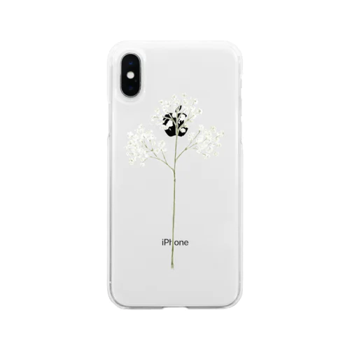donguri to ie.×くるもり雑貨店コラボかすみ草 Soft Clear Smartphone Case