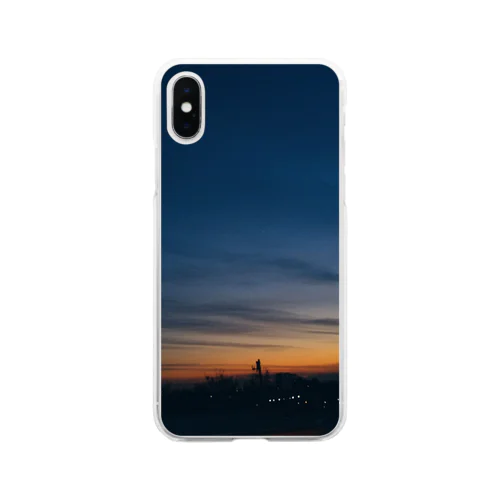 夕暮れと飛行機雲 Soft Clear Smartphone Case