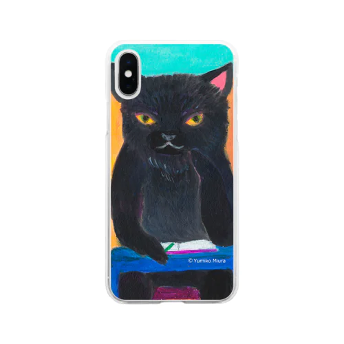 黒猫の事務長 Soft Clear Smartphone Case