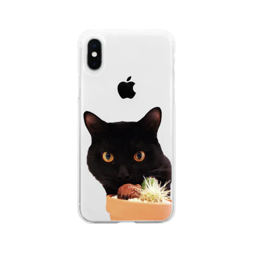 くろねことサボテン Soft Clear Smartphone Case