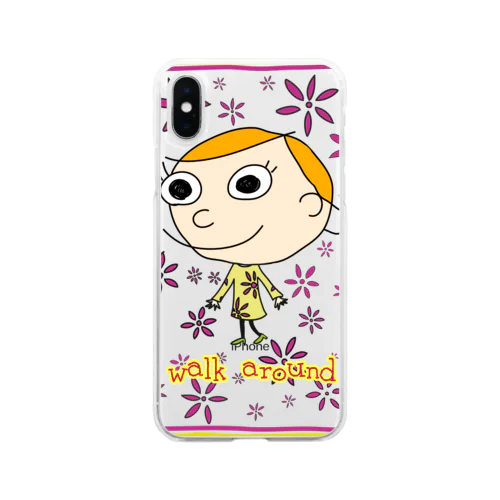 花柄枠あり手書きCharlie Soft Clear Smartphone Case