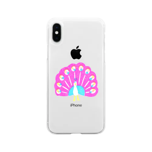 クジャク　桃羽 Soft Clear Smartphone Case