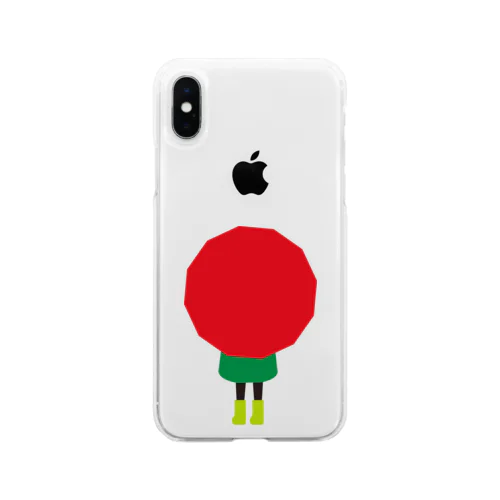 赤い傘の女の子 Soft Clear Smartphone Case
