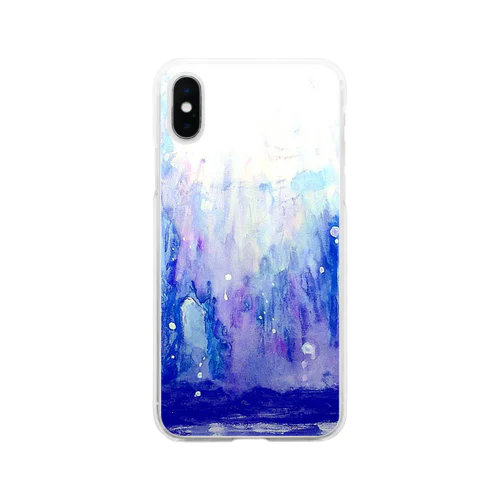 水彩画 「深海」 Soft Clear Smartphone Case