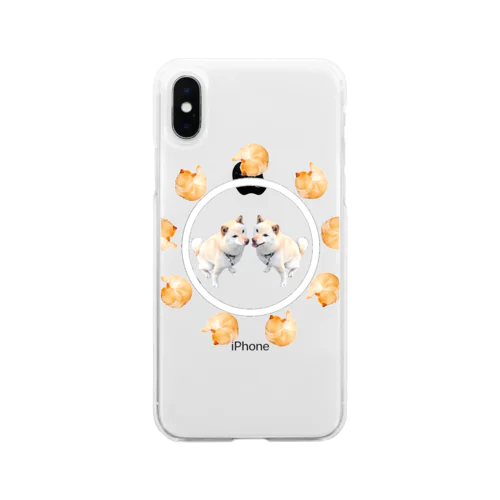 阿吽柴犬ぽんぽろぽん Soft Clear Smartphone Case