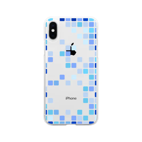 ブルー タイル モザイク iPhoneケース Soft Clear Smartphone Case