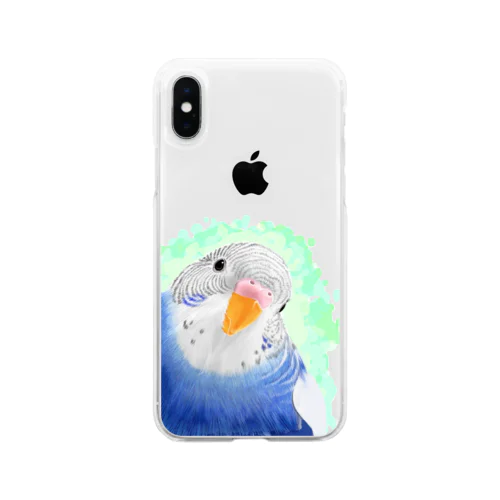 セキセイインコ　オパーリン大【まめるりはことり】 Soft Clear Smartphone Case