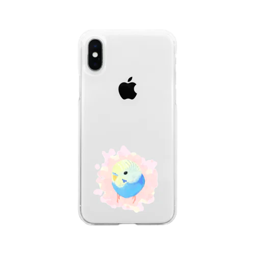 まるまるセキセイインコ【まめるりはことり】 Soft Clear Smartphone Case