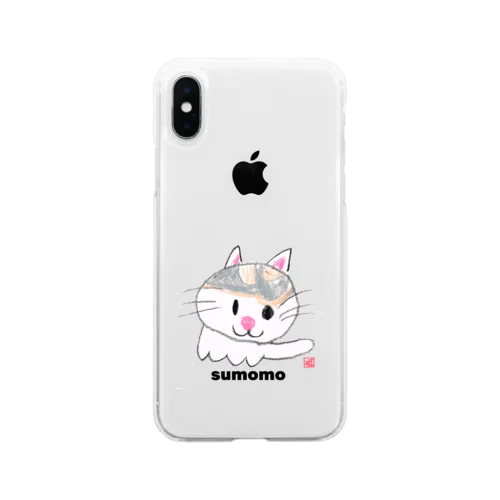 すもも猫クレヨンイラストS Soft Clear Smartphone Case