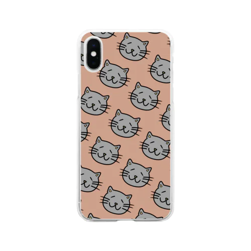 猫パターン Soft Clear Smartphone Case