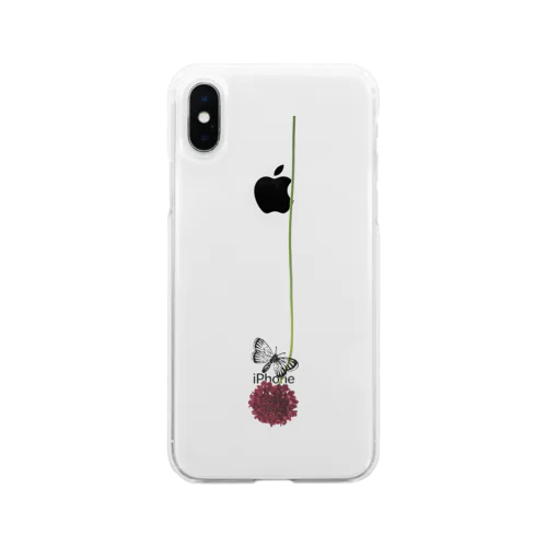 花と虫(チョウ) Soft Clear Smartphone Case