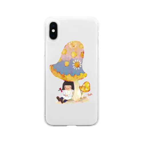 カラフルきのこ Soft Clear Smartphone Case