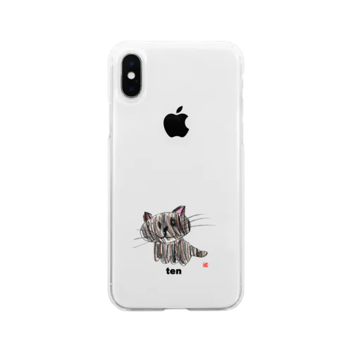 テン猫クレヨンイラストS Soft Clear Smartphone Case