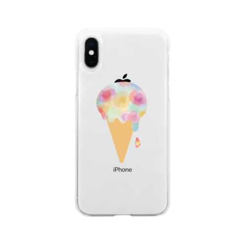 水彩混色「ice cream」 Soft Clear Smartphone Case