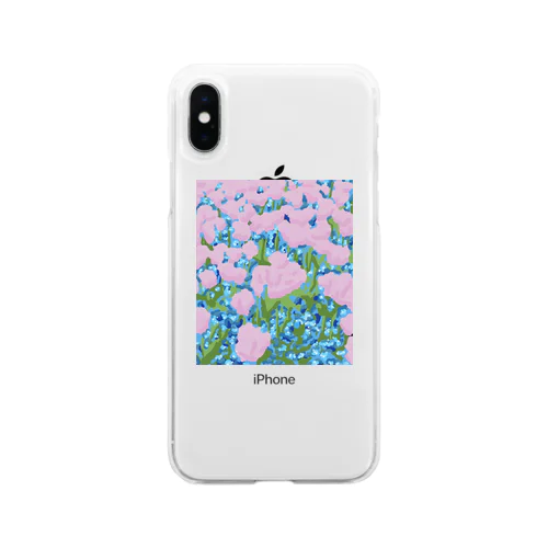 チューリップとネモフィラ Soft Clear Smartphone Case