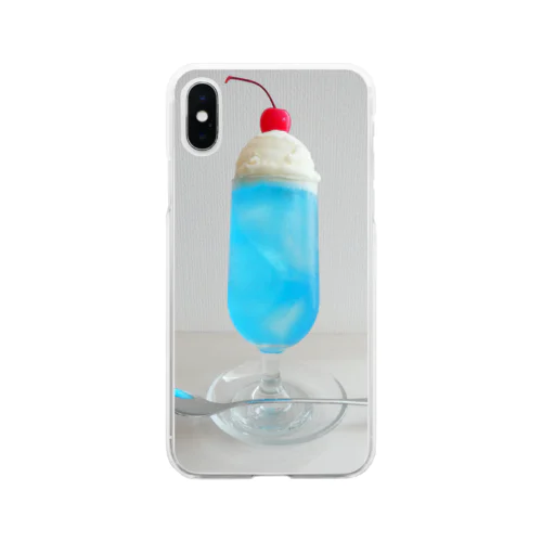 宝石のようなクリームソーダ（アクアマリン） Soft Clear Smartphone Case