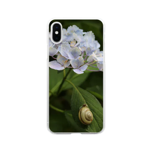 紫陽花とカタツムリ Soft Clear Smartphone Case