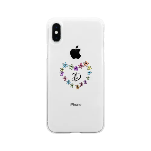 花柄 イニシャル D Soft Clear Smartphone Case