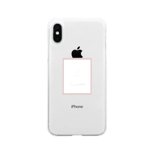 ピンクの線画🌷チューリップ Soft Clear Smartphone Case