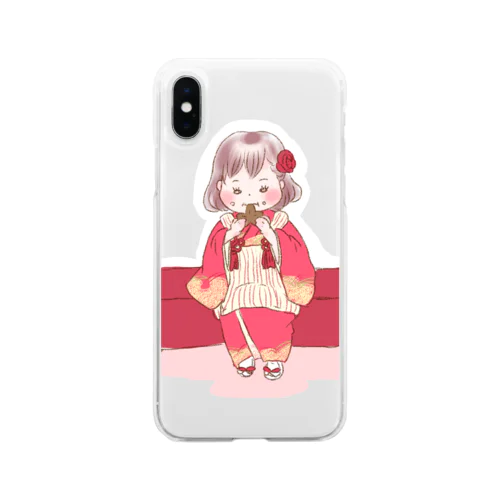 七五三の女子 Soft Clear Smartphone Case