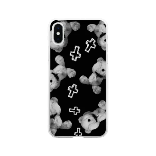 Peek-a-boo CROSS Teddy Monochrome Random Soft Clear Smartphone Case
