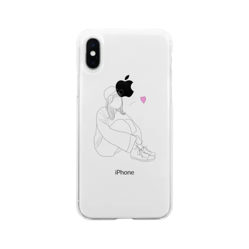 おすわりするおんなのこ Soft Clear Smartphone Case