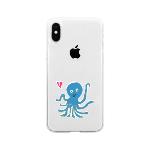 幸せの青いタコ Soft Clear Smartphone Case